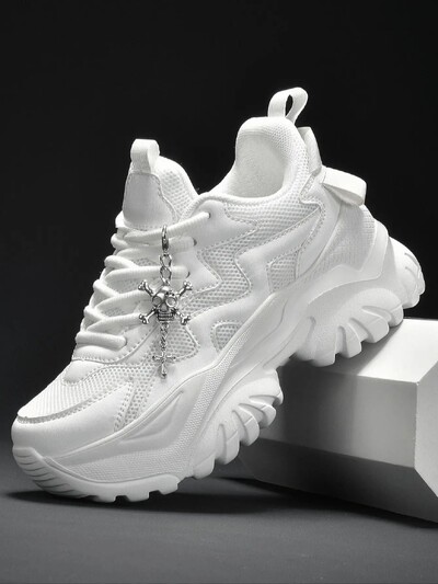 Moda dama casual vulcanizat pantofi alb pur platforma tocuri femei Halloween punk stil pantofi sport usori dama