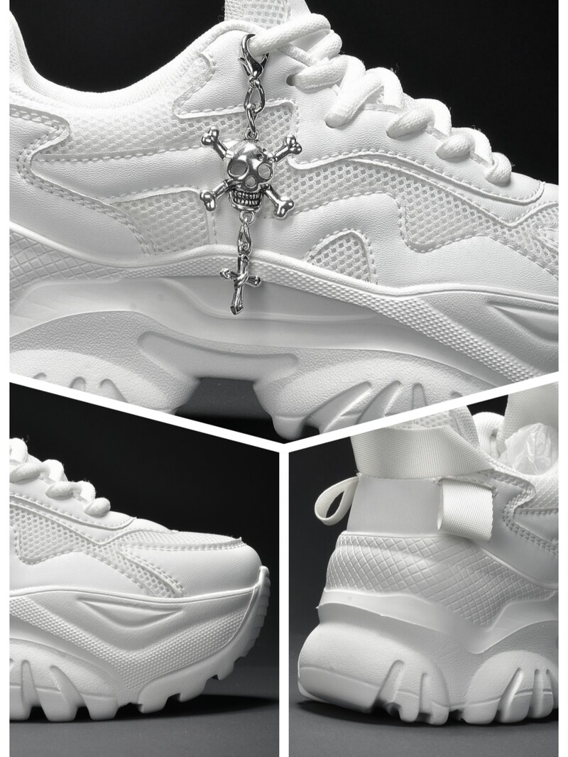Moda dama casual vulcanizat pantofi alb pur platforma tocuri femei Halloween punk stil pantofi sport usori dama