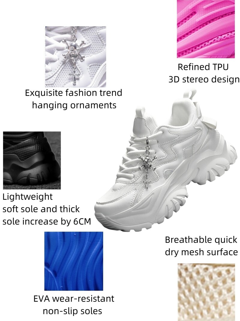 Moda dama casual vulcanizat pantofi alb pur platforma tocuri femei Halloween punk stil pantofi sport usori dama