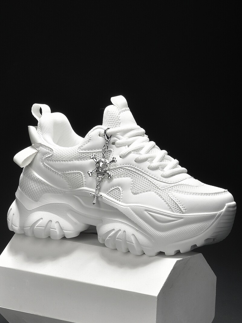 Moda dama casual vulcanizat pantofi alb pur platforma tocuri femei Halloween punk stil pantofi sport usori dama