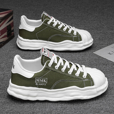 Pantofi pentru bărbați Tendință la modă Pantofi de bord cu vârful scoicii Pantofi casual cu talpă groasă, care cresc înălțimea, pantofi de pânză confortabili, versatili