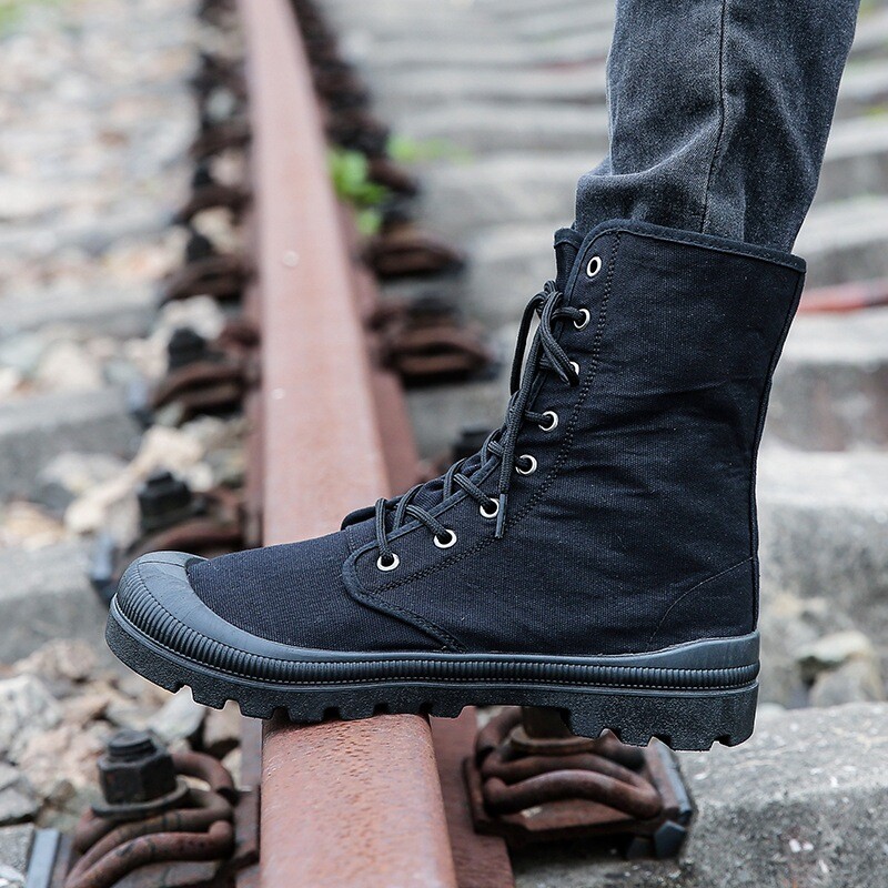 2022 pantofi de drumeție înalți pentru bărbați pantofi din pânză de tendință coreeană pantofi ocazionali pantofi pentru bărbați dintr-o singură bucată