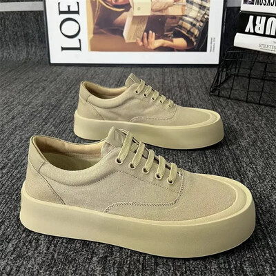 Pantofi casual respirabili, pantofi leneși pentru bărbați, pantofi din pânză, cu fundul gros, din cauciuc, pentru bărbați, 2024, pantofi versatili, pantofi