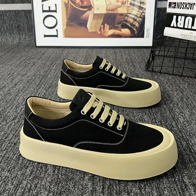 Pantofi casual respirabili, pantofi leneși pentru bărbați, pantofi din pânză, cu fundul gros, din cauciuc, pentru bărbați, 2024, pantofi versatili, pantofi