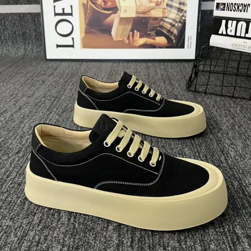 Pantofi casual respirabili, pantofi leneși pentru bărbați, pantofi din pânză, cu fundul gros, din cauciuc, pentru bărbați, 2024, pantofi versatili, pantofi