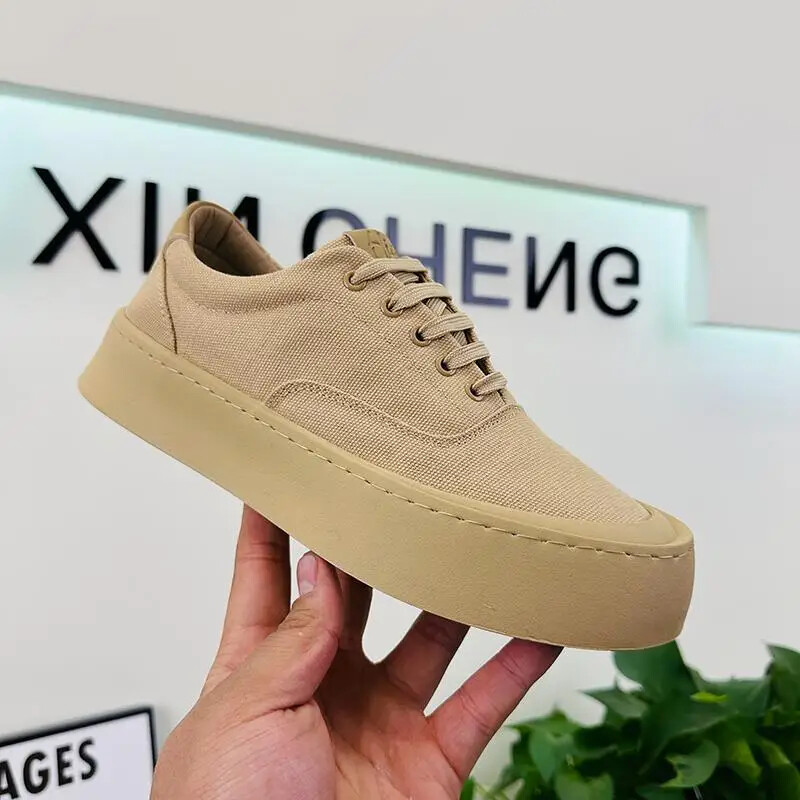 Pantofi casual respirabili, pantofi leneși pentru bărbați, pantofi din pânză, cu fundul gros, din cauciuc, pentru bărbați, 2024, pantofi versatili, pantofi