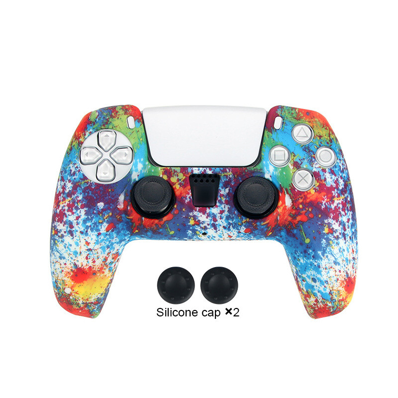 Piemērots PS5 maskēšanās silikona roktura vākam P5 aizsargājošam pret krišanas roktura vāciņam PS5 silikona pretslīdošam ūdens pārneses vākam