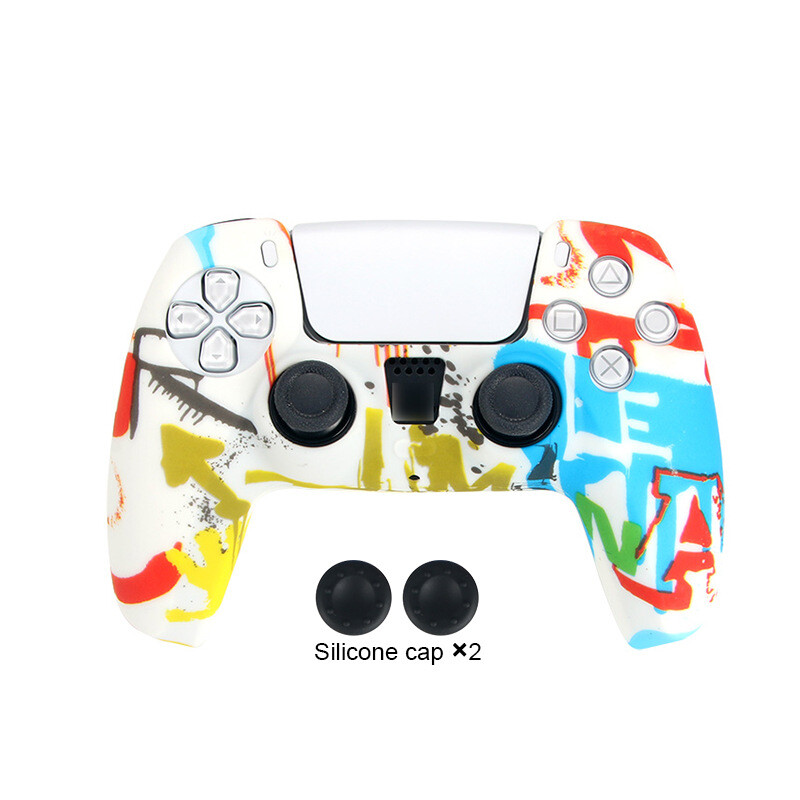 Piemērots PS5 maskēšanās silikona roktura vākam P5 aizsargājošam pret krišanas roktura vāciņam PS5 silikona pretslīdošam ūdens pārneses vākam