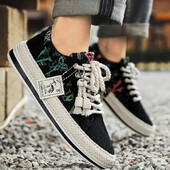 Modne prozračne muške platnene cipele, lagane muške ležerne cipele za dasku, studentske sportske cipele