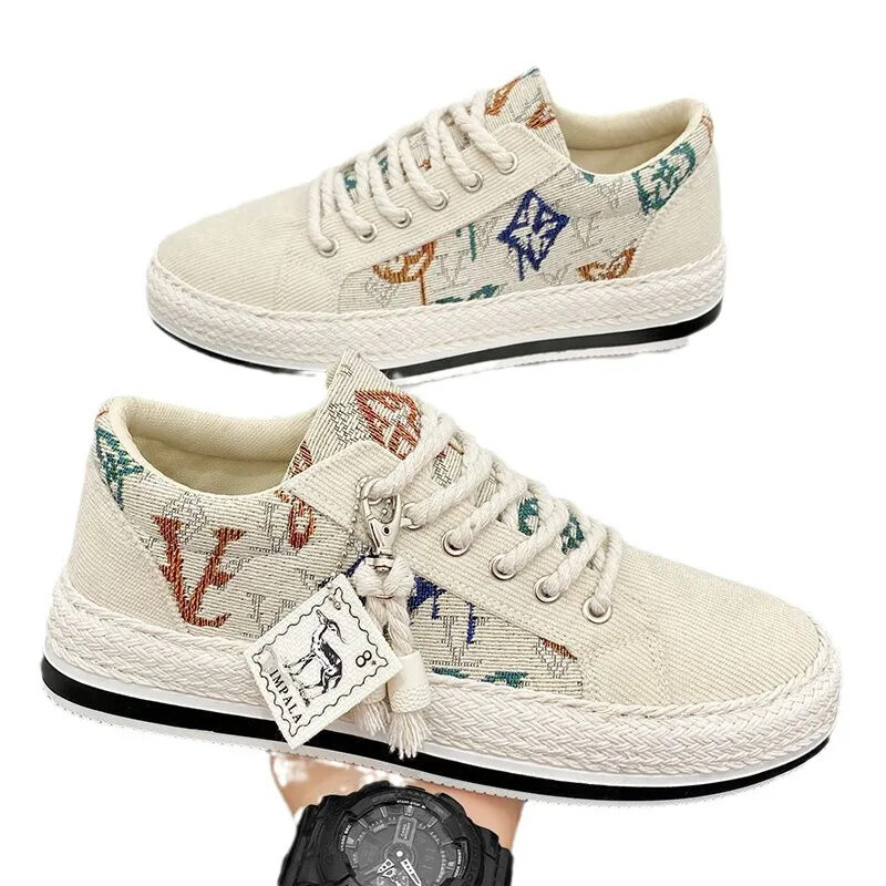 Modne prozračne muške platnene cipele, lagane muške ležerne cipele za dasku, studentske sportske cipele