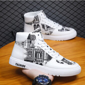 Visoke platnene cipele za muškarce Moderne tenisice s platformom Jesen Zima Muške vulkanizirane cipele u stilu grafita Student Tenis Masculino