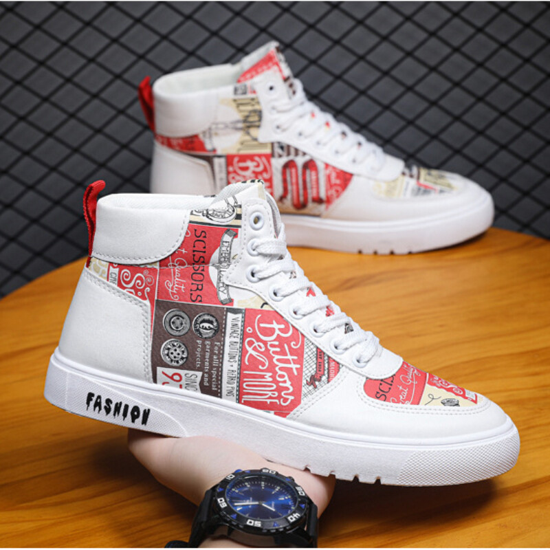 Visoke platnene cipele za muškarce Moderne tenisice s platformom Jesen Zima Muške vulkanizirane cipele u stilu grafita Student Tenis Masculino