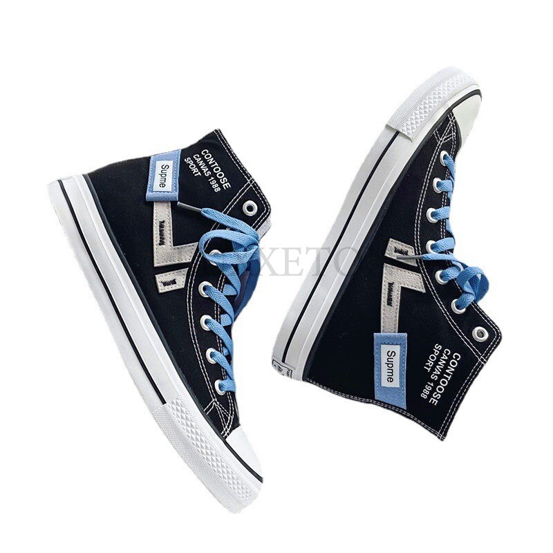 Лятна мода Нови мъжки платнени обувки Високи платнени обувки с връзки Ежедневни маратонки Мъжки плоски обувки с кръгли пръсти и кръстосани връзки