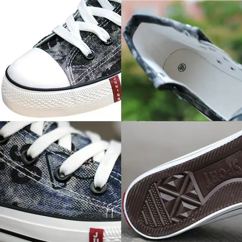 Pantofi de pânză pentru bărbați Pantofi înalți cu șireturi Pantofi de bărbați cu imprimeu Pantofi din denim pentru bărbați Pantofi casual respirabili Cizme de cowboy Tenis Masculino