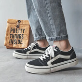 Klasične crne muške platnene cipele Modne ženske ravne cipele na vezanje Prozračne muške tenisice Ženske vulkanizirane cipele tenis de mujer