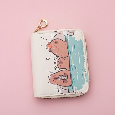 Capibala Explosions Drăguț Desene Animat Scurt PU Capibala Copii Studenți Poșetă simplă pentru monede Portofel pentru carduri Geantă practică pentru carduri bancare Nou