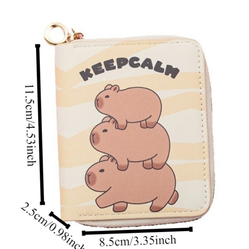 Capibala Explosions Drăguț Desene Animat Scurt PU Capibala Copii Studenți Poșetă simplă pentru monede Portofel pentru carduri Geantă practică pentru carduri bancare Nou