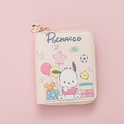 Sanrio Pochacco armas mündikott Väike multifilm Tudengi lühikese tõmblukuga rahakotikaardi pakett Kawaii multifilmi moerahakott Pangakaart