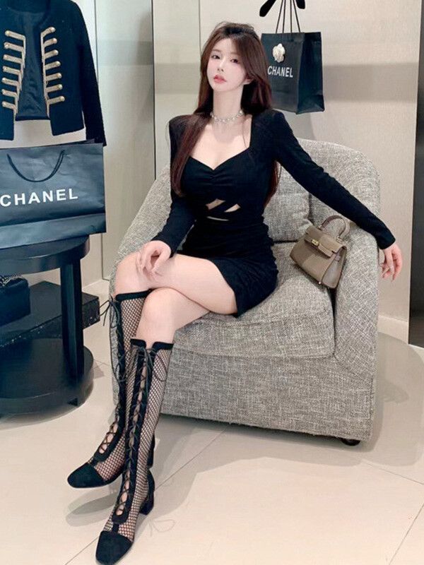 Temptation Elegant Passion Mature scobiți rochie blândă de modă cu farmec rochie sexy cu răsucire sexy în talie rochie șold femei CA5S