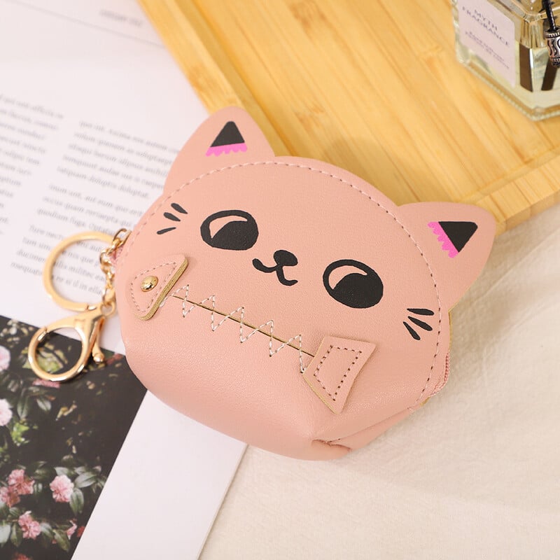 1kom novčanik sa crtanim novčićima Slatki mačji novčanik Ženska torbica za djevojčice Mini novčanici Poklon torbica za slušalice Ružičasto crna