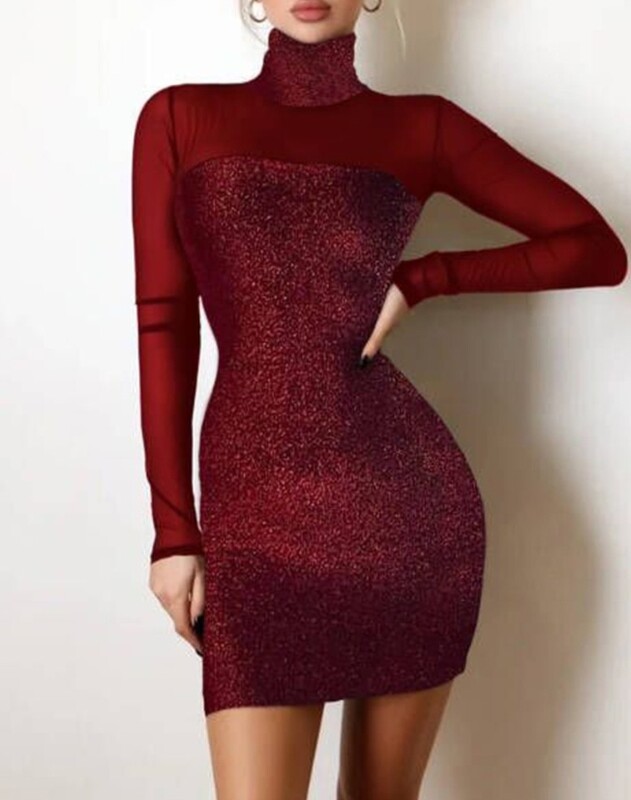 Elegantne večernje haljine za žene Svjetlucava prozirna mrežasta zakrpa Bodycon haljina 2023 Jesen Zima Proljeće Nova moda Ležerna