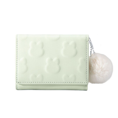 Poșetă cu monede cu iepure din desene animate drăguță, pentru femei, portofel scurt, pliabil, din PU, suport pentru carduri, pentru fete, poșete roz, portofele la modă în culoarea bomboanelor