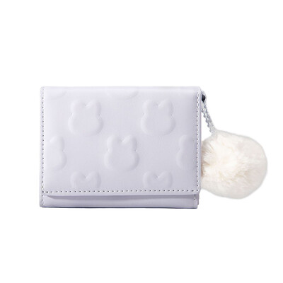 Poșetă cu monede cu iepure din desene animate drăguță, pentru femei, portofel scurt, pliabil, din PU, suport pentru carduri, pentru fete, poșete roz, portofele la modă în culoarea bomboanelor