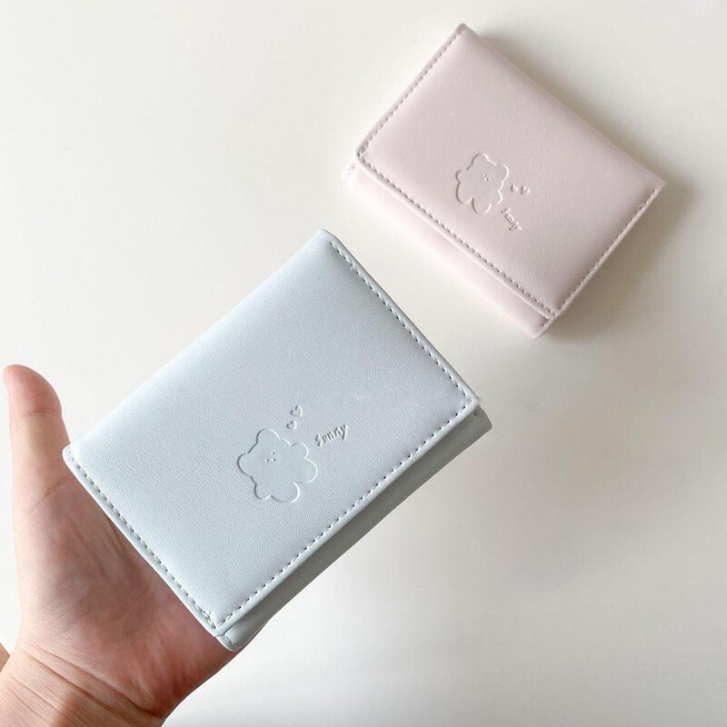 Portofele mici ursulețe scurte pentru femei Suport pentru carduri cu trei pliuri pentru elevi Geantă de identitate pentru fete Suport pentru carduri Poșete pentru monede Portofele pentru femei Geanta cu desene animate