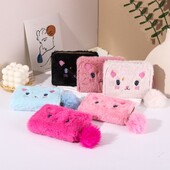 Crtani plišani vez, mačji novčanik, plišana lopta, patentni zatvarač, torbica za novčiće, veliki kapacitet, držač kartice za životinje