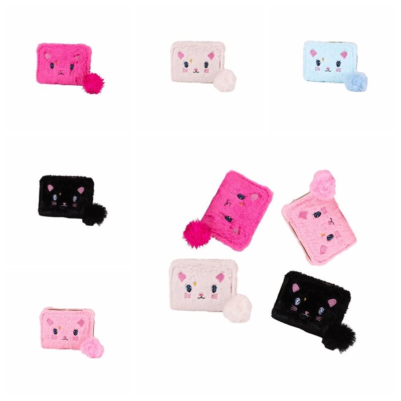 Crtani plišani vez, mačji novčanik, plišana lopta, patentni zatvarač, torbica za novčiće, veliki kapacitet, držač kartice za životinje