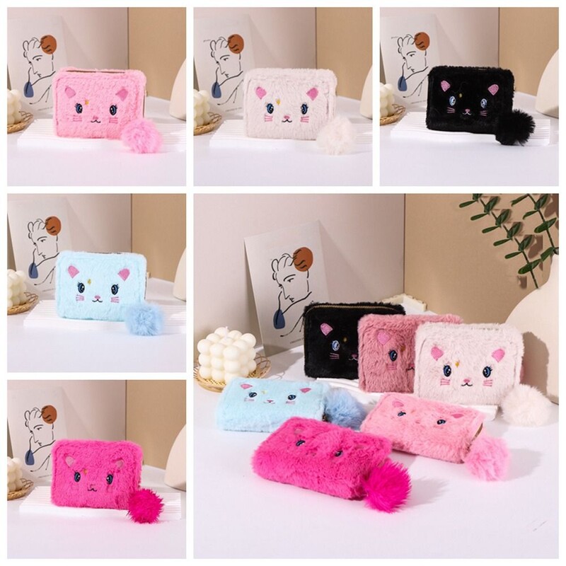 Crtani plišani vez, mačji novčanik, plišana lopta, patentni zatvarač, torbica za novčiće, veliki kapacitet, držač kartice za životinje