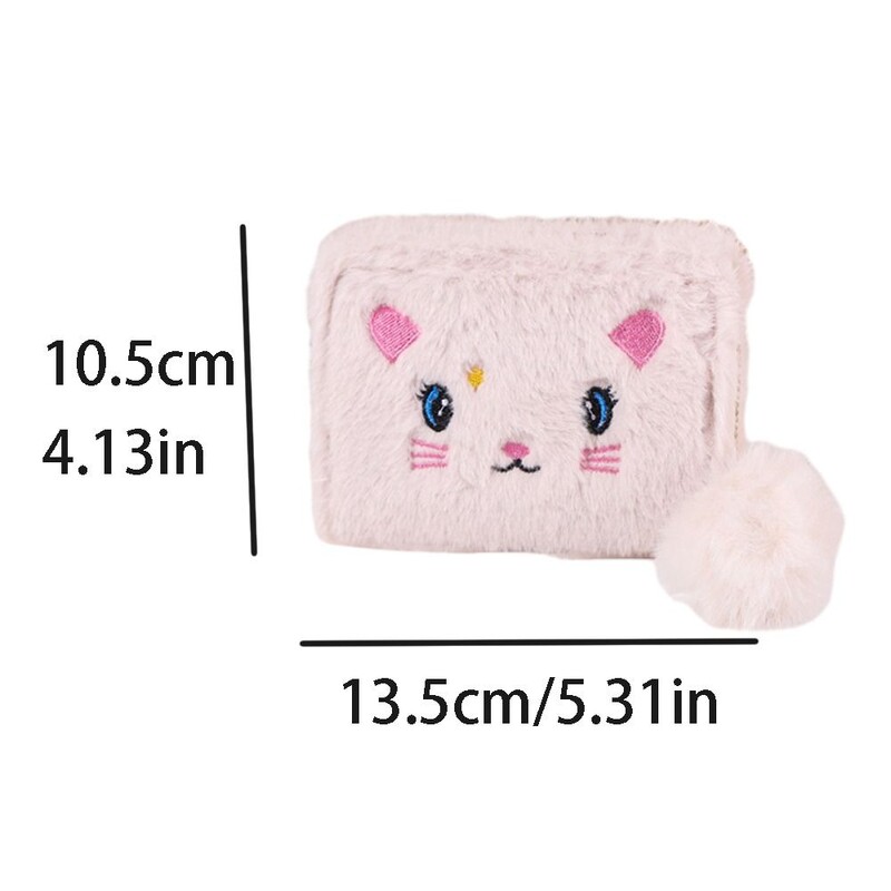 Crtani plišani vez, mačji novčanik, plišana lopta, patentni zatvarač, torbica za novčiće, veliki kapacitet, držač kartice za životinje