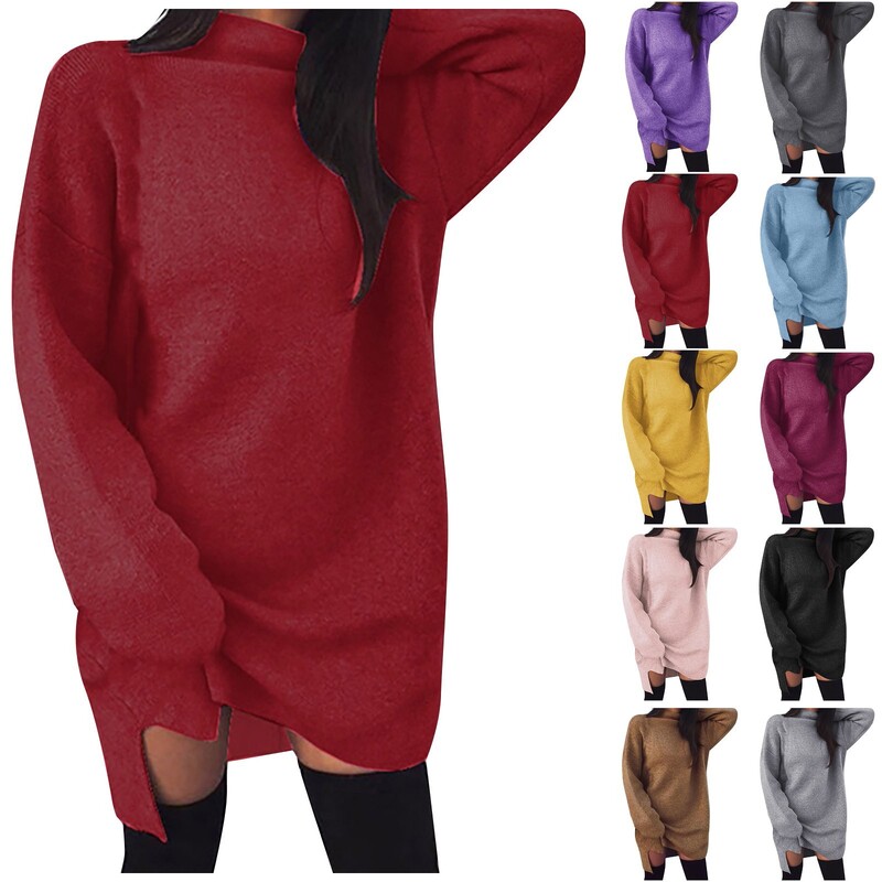 2024 pentru femei, ocazional, cu gât roșu, cu mânecă lungă, sexy, mini-rochie, de culoare uni, rochii de petrecere de seară, elegante, plină de farmec.