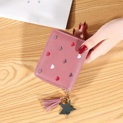 Ženski novčanik Ženski mini mali kratki novčanik s resicama Slatka djevojka Pu kožna torbica s patentnim zatvaračem Ženska ručna torbica s novčanikom