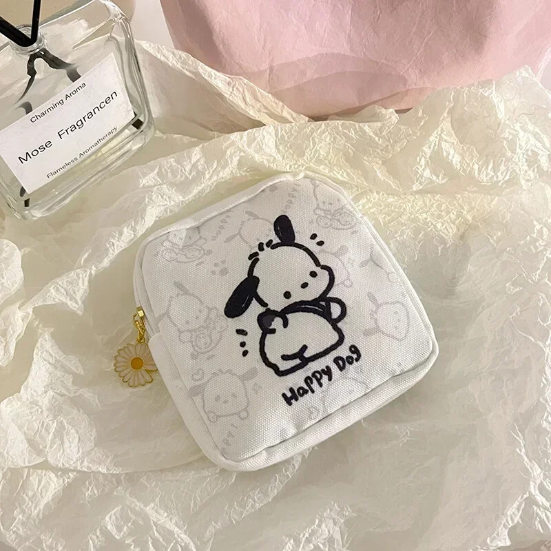 Sanrio Pochacco Figurine Anime Kawaii fete șervețele sanitare depozitare sac de schimb buzunar model de desene animate mini portmoneu portabil Cos