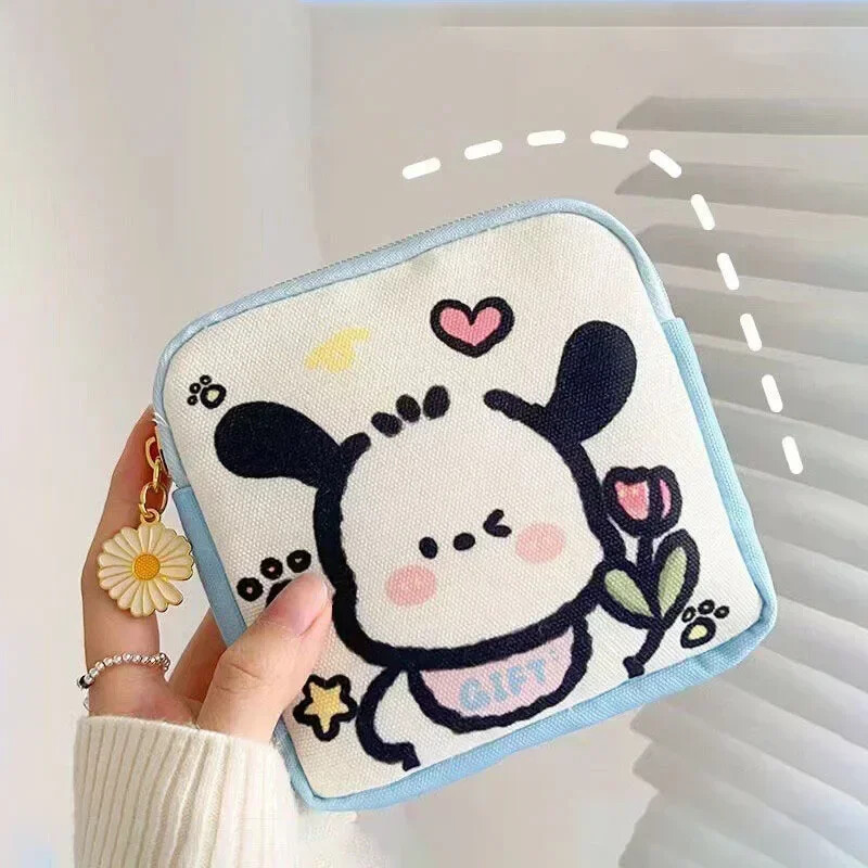 Sanrio Pochacco Figurine Anime Kawaii fete șervețele sanitare depozitare sac de schimb buzunar model de desene animate mini portmoneu portabil Cos