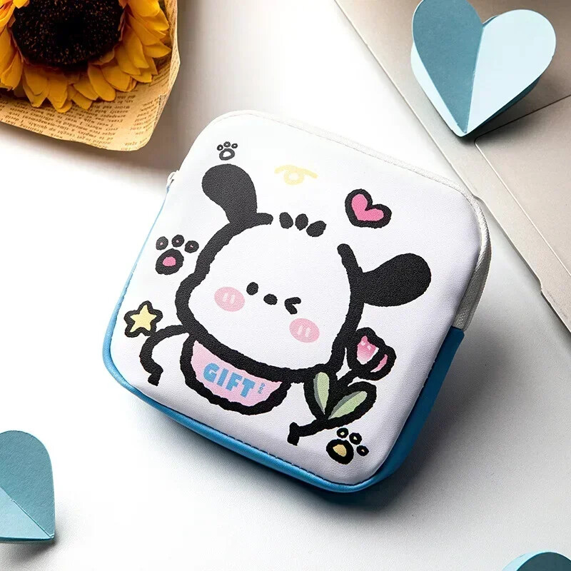 Sanrio Pochacco Figurine Anime Kawaii fete șervețele sanitare depozitare sac de schimb buzunar model de desene animate mini portmoneu portabil Cos