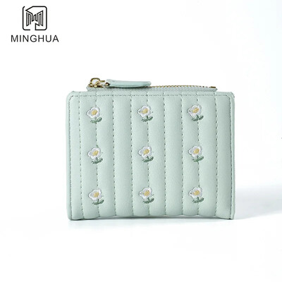 Portofele scurte pliabile pentru femei Broderie florală Portofel cu textura din piele PU Bani Genți pentru monede Moda Designuri care se potrivesc Suport carduri