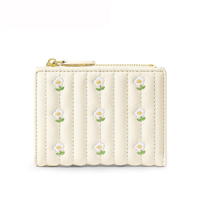 Portofele scurte pliabile pentru femei Broderie florală Portofel cu textura din piele PU Bani Genți pentru monede Moda Designuri care se potrivesc Suport carduri