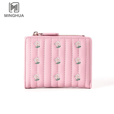 Portofele scurte pliabile pentru femei Broderie florală Portofel cu textura din piele PU Bani Genți pentru monede Moda Designuri care se potrivesc Suport carduri