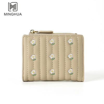 Portofele scurte pliabile pentru femei Broderie florală Portofel cu textura din piele PU Bani Genți pentru monede Moda Designuri care se potrivesc Suport carduri