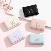 Portofel de damă high-end mic pliabil scurt student brodat din piele japonez Ins monede card titular