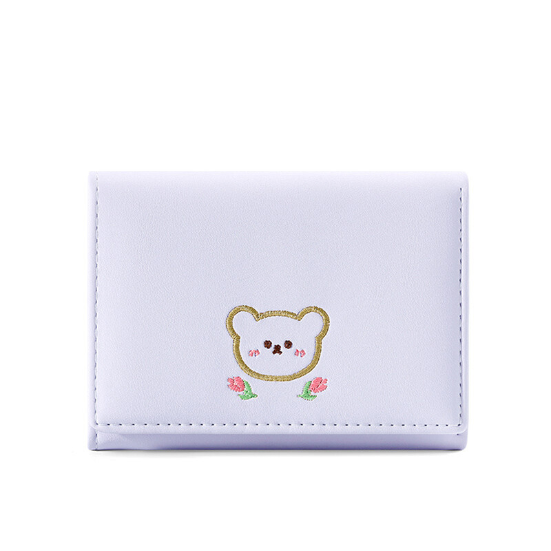 Portofel de damă high-end mic pliabil scurt student brodat din piele japonez Ins monede card titular