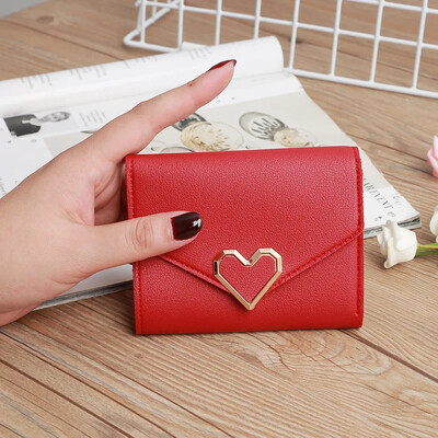 Novi kratki ženski novčanici Kpop slatki mali ženski novčanik u obliku srca, visokokvalitetna tanka jednostavna ženska torbica od PU kože