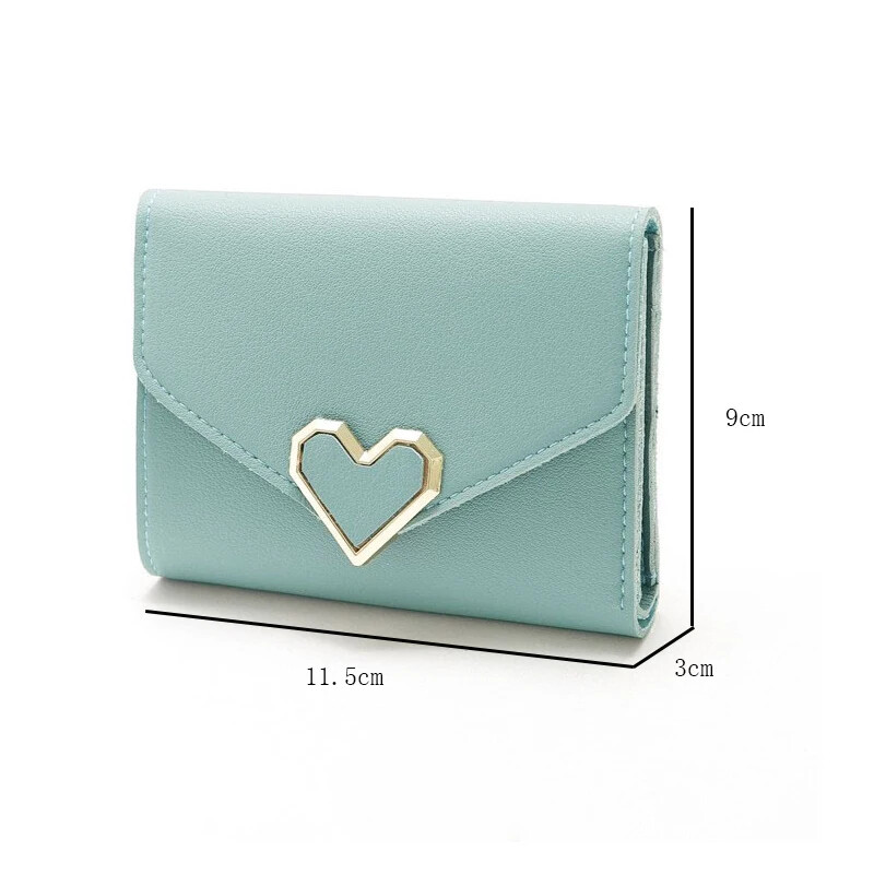 Novi kratki ženski novčanici Kpop slatki mali ženski novčanik u obliku srca, visokokvalitetna tanka jednostavna ženska torbica od PU kože