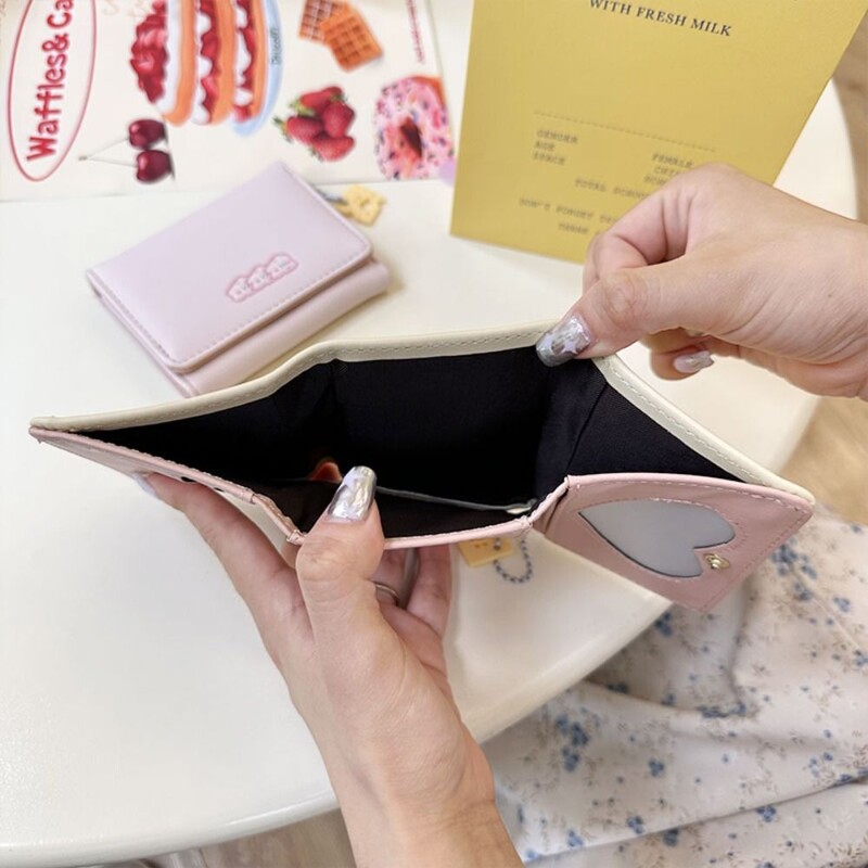 Naiste lühike, õhuke korea versioon, armas multikas, naiste väike rahakott, õpilase kolmekordne rahakott, naiste moodne lühike mündikott