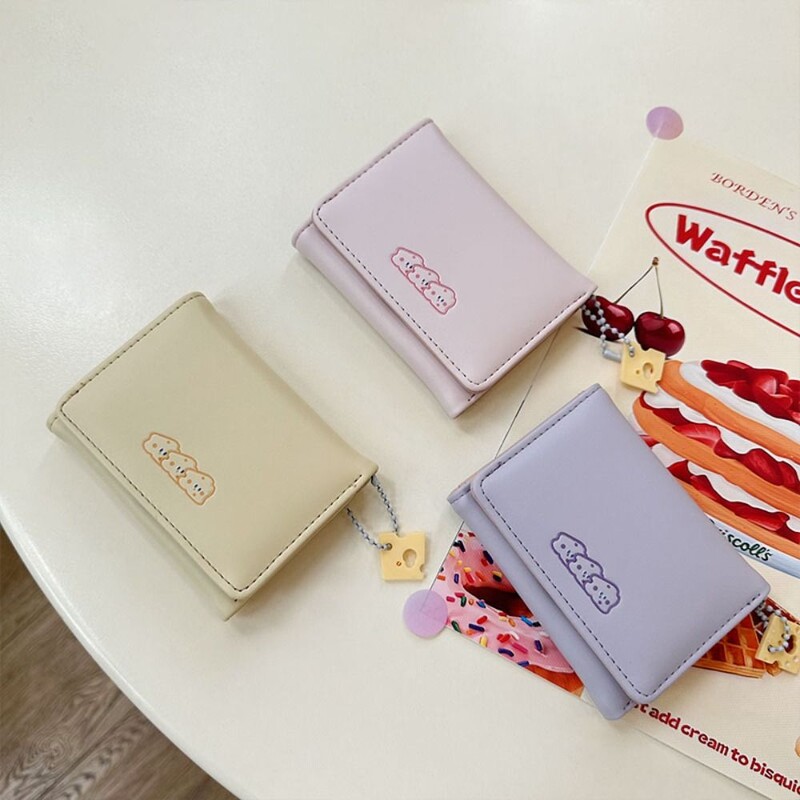 Naiste lühike, õhuke korea versioon, armas multikas, naiste väike rahakott, õpilase kolmekordne rahakott, naiste moodne lühike mündikott