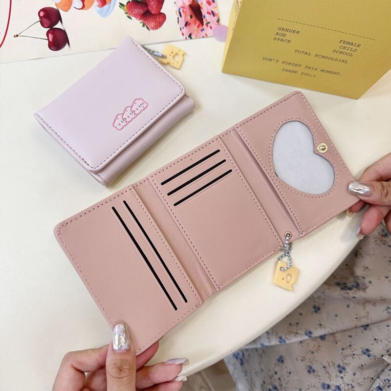 Naiste lühike, õhuke korea versioon, armas multikas, naiste väike rahakott, õpilase kolmekordne rahakott, naiste moodne lühike mündikott