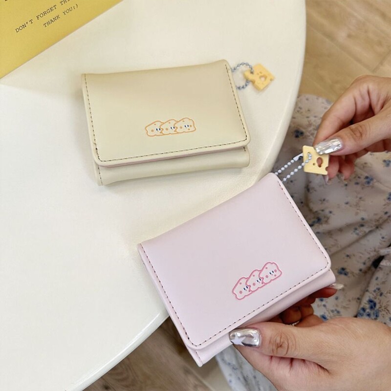 Naiste lühike, õhuke korea versioon, armas multikas, naiste väike rahakott, õpilase kolmekordne rahakott, naiste moodne lühike mündikott