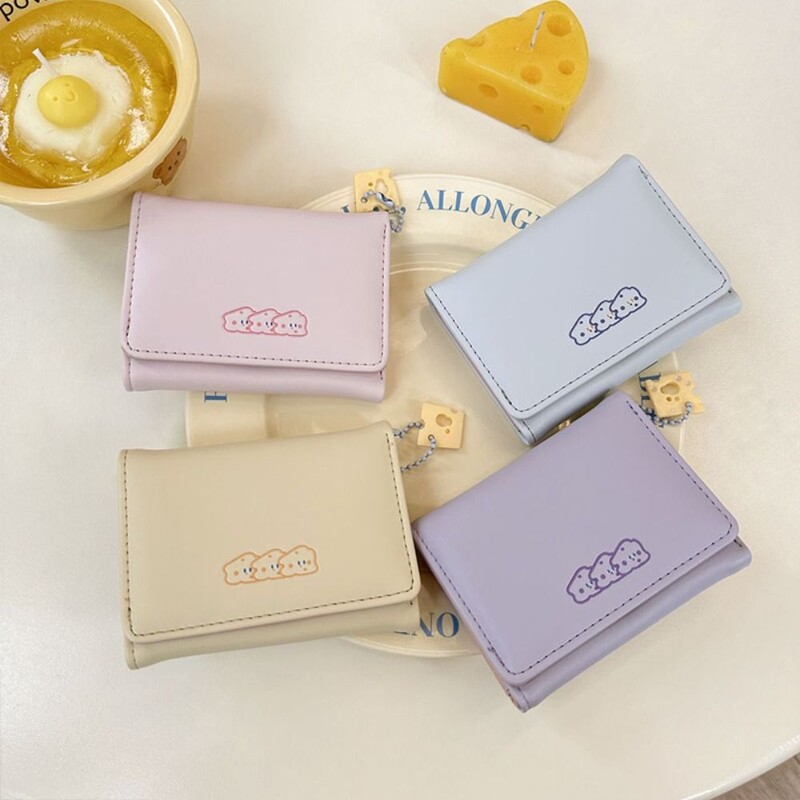 Naiste lühike, õhuke korea versioon, armas multikas, naiste väike rahakott, õpilase kolmekordne rahakott, naiste moodne lühike mündikott